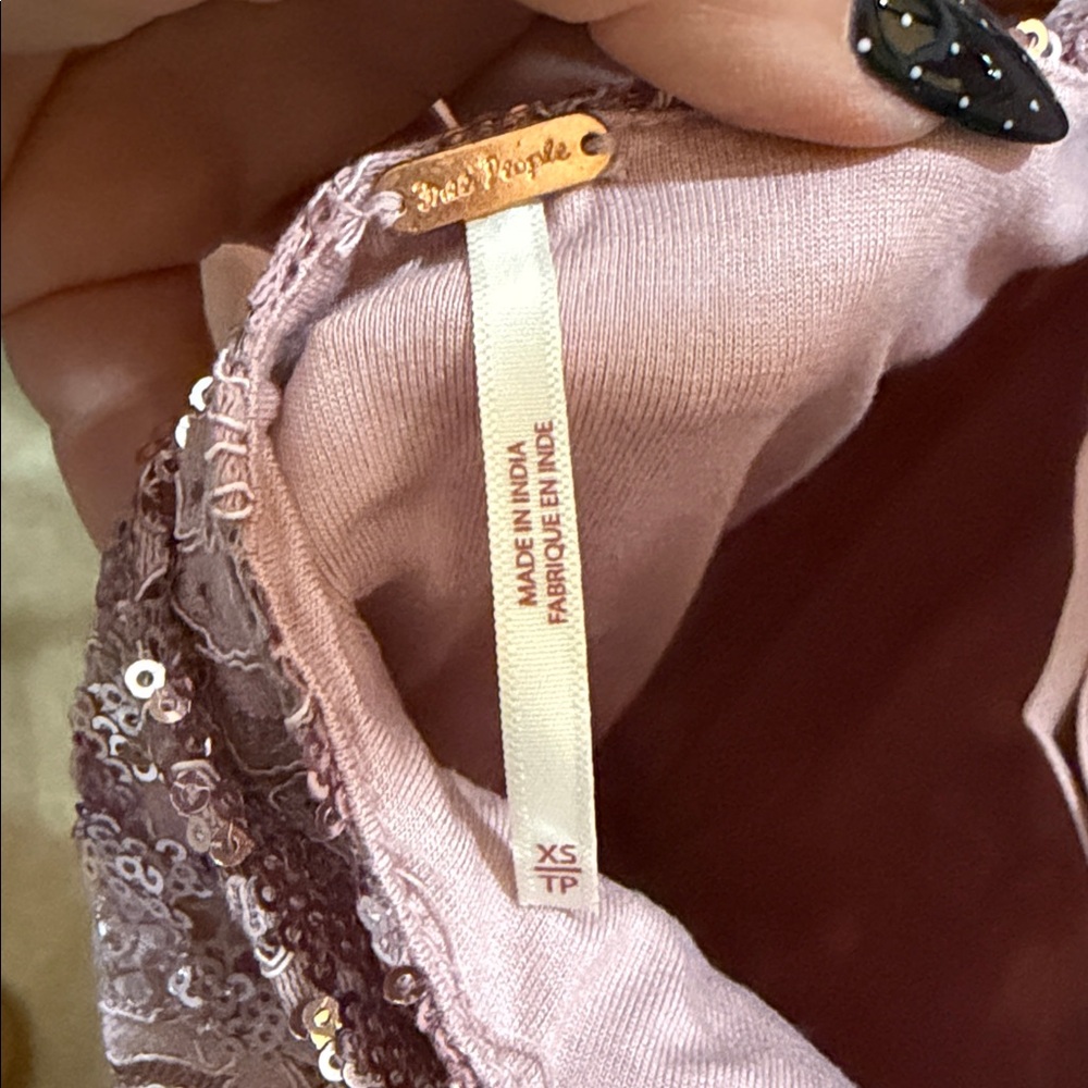 Free People Night Gaze Strapless Sequin Lace Mini Dress Blush Pink XS - Picture 3 of 6